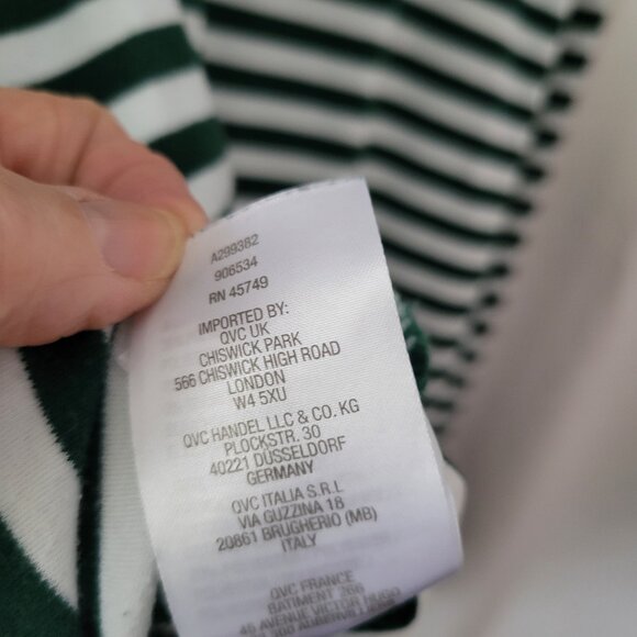 D & Co. QVC Hoodie Striped Green Med French Terry Nautical Coastal Preppy chic - Picture 8 of 10